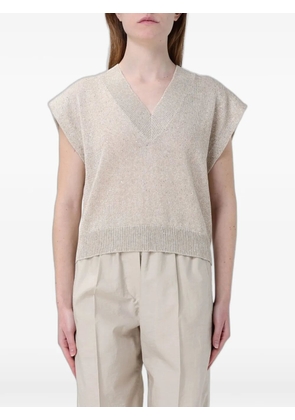 Brunello Cucinelli sequin-embellished V-neck vest - Neutrals