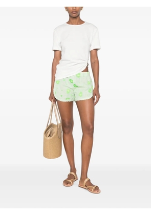orsina animal-pattern scalloped-trim shorts - Green