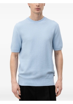 BOSS waffle-knit short-sleeve sweater - Blue