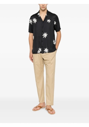 Tagliatore Hawaii palm-print short-sleeve shirt - Black