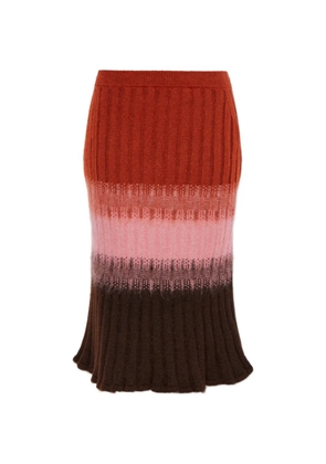 FENDI ribbed-knit striped midi skirt - Red
