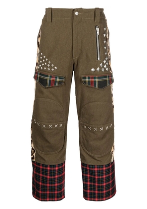 Moschino mix-print straight-leg trousers - Green