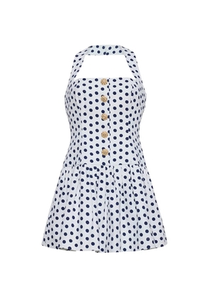 Cara Cara polka-dot halterneck mini dress - White
