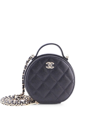 CHANEL Pre-Owned Handle with Care Round Vanity Case with Chain Quilted Caviar Small crossbody bag - Black