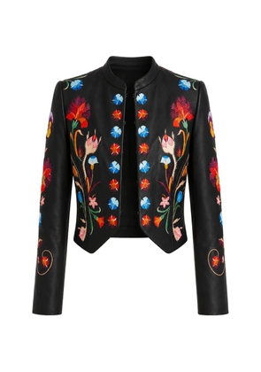 Temperley London Toledo floral-embroidered leather jacket - Black