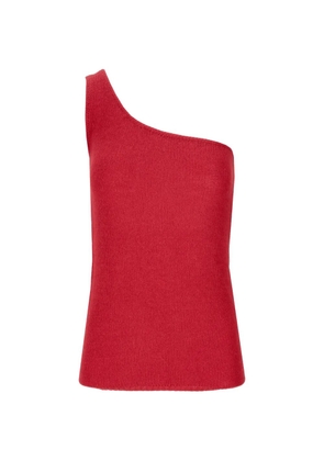 LA ROSE one-shoulder knitted top - Red