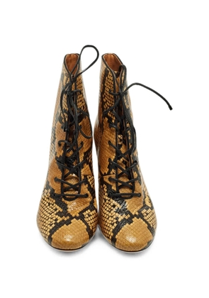 Tory Burch Vienna snakeskin-embossed lace-up ankle boots - Brown