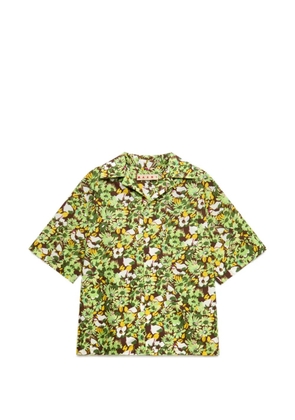 Marni brown poplin-shirt with Pop Flowers print - Green