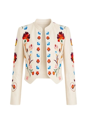 Temperley London Toledo floral-embroidered leather jacket - Neutrals