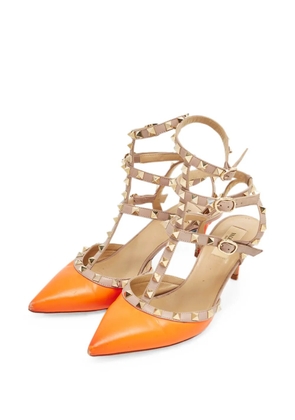 Valentino Garavani Pre-Owned Rockstud caged pumps - Orange