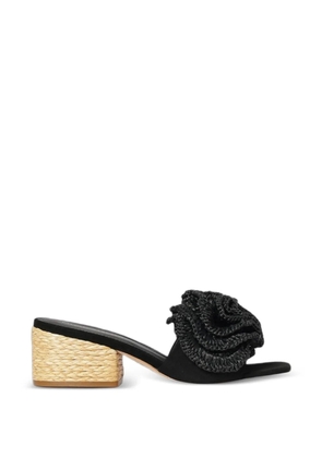 Paloma Barceló raffia-flower suede sandals - Black