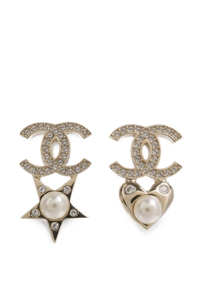 CHANEL Pre-Owned interlocking-CC heart star earrings - Gold