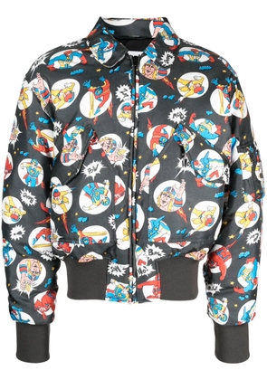 Moschino graphic-print bomber jacket - Grey