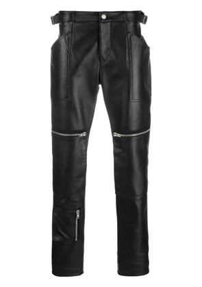 Moschino zip-detail fitted leather trousers - Black