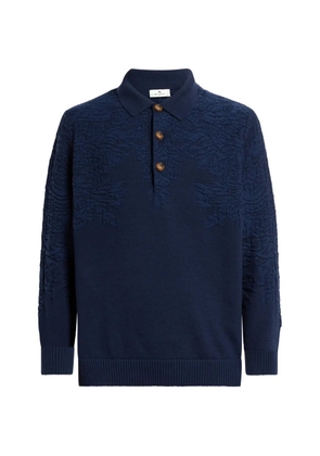 ETRO polo-style sweater in cotton and wool with Paisley-motif - Blue