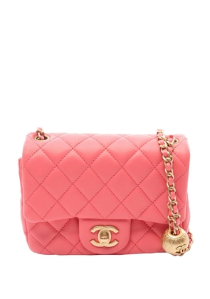 CHANEL Pre-Owned 2020 Mini Square Classic Lambskin Pearl Crush Single Flap crossbody bag - Pink