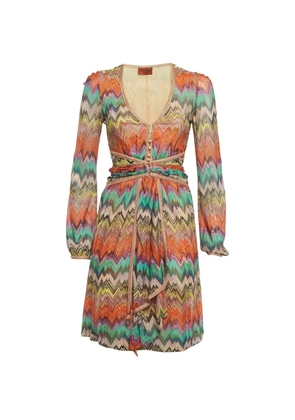 Missoni Pre-Owned zigzag-pattern knit midi dress - Orange