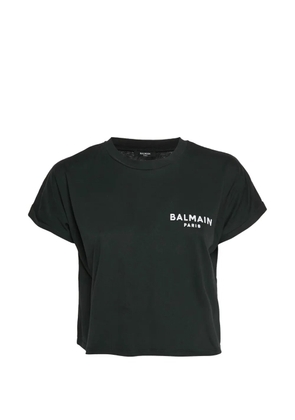 Balmain Pre-Owned logo-print cropped T-shirt - Black