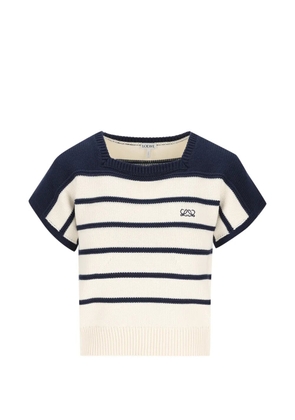 LOEWE striped Anagram-embroidered sweater - White