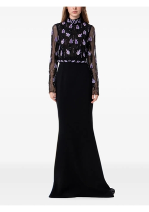 Dina Melwani Amethyst embroidered maxi dress - Black