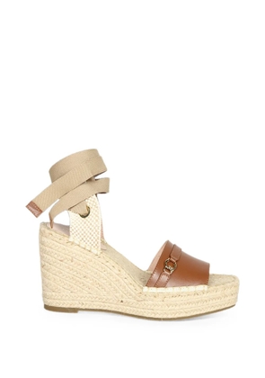 Coccinelle leather tie-fastening heeled espadrilles - Neutrals