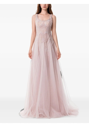 Dina Melwani crystal-embellished tulle maxi dress - Pink