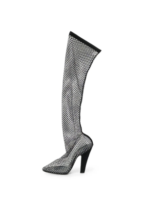 Saint Laurent Pre-Owned Koller crystal-embellished over-the-knee boots - White