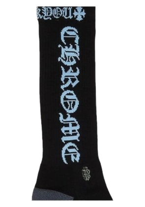 Chrome Hearts logo-intarsia ribbed-knit socks - Black