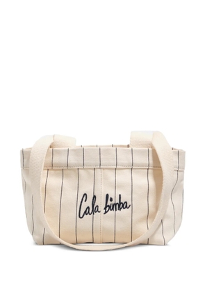 Bimba y Lola mini pinstripe logo-embroidered shoulder bag - Neutrals
