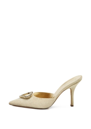 Paris Texas glitter heart-buckle mules - Gold