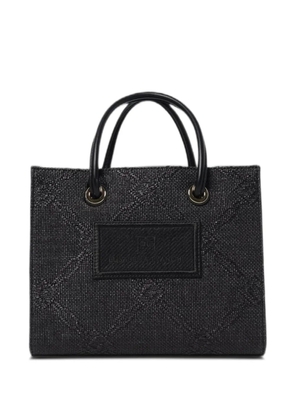 Elisabetta Franchi logo-jacquard raffia tote bag - Black