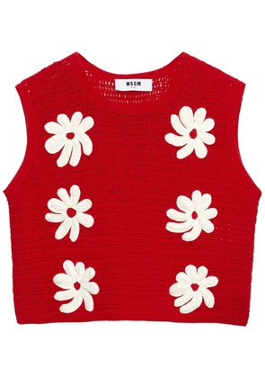 MSGM crochet-knit top - Red