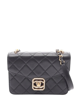 CHANEL Pre-Owned 2021-2026 Mini Quilted Lambskin Crystal Geometric CC Frame Flap crossbody bag - Black