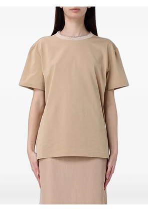 Fabiana Filippi embroidered-trim T-shirt - Neutrals