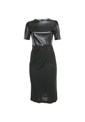 Gucci Pre-Owned leather-bodice draped midi dress - Black