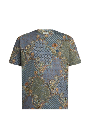 ETRO cotton-jersey T-shirt with Paisley and tie-motif - Blue