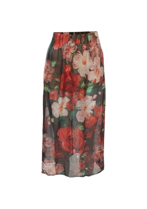 Dolce & Gabbana Pre-Owned floral-print sheer midi skirt - Brown