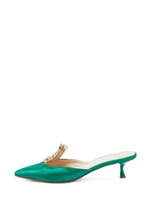Roger Vivier Vintage RV Broche crystal-embellished mules - Green