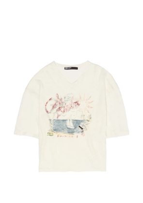 Bimba y Lola cala logo-print V-neck T-shirt - Neutrals