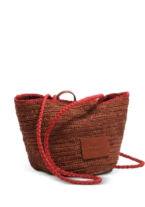 Bimba y Lola small braided-strap logo-patch shoulder bag - Brown