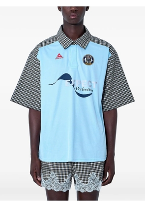 Martine Rose patchwork checkered polo shirt - Blue