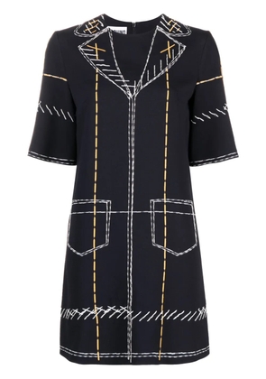 Moschino contrast-stitch graphic shift dress - Blue
