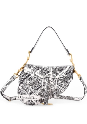 Christian Dior Pre-Owned Saddle Handbag with Strap Printed Leather Medium shoulder bag - Black