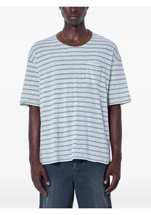 visvim striped chest-pocket T-shirt - Grey