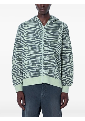 visvim zebra-pattern zip-up hoodie - Green