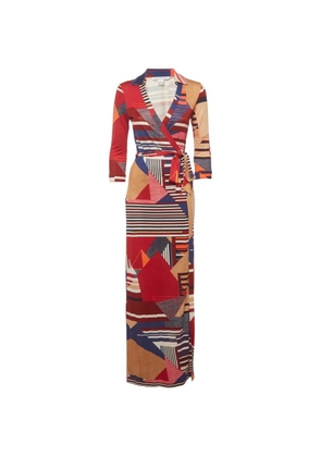 DVF Diane von Furstenberg Abigail geometric-pattern wrap maxi dress - Neutrals