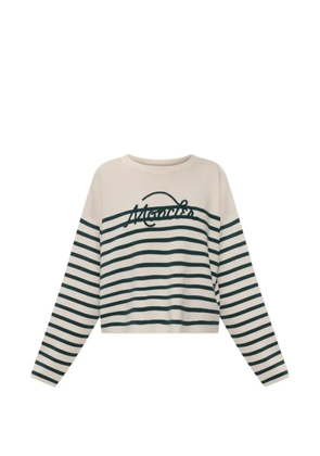 Moncler logo-embroidered striped sweater - Neutrals