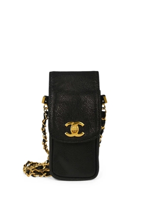 CHANEL Pre-Owned 994-1996 Caviar-leather chain phone case - Black