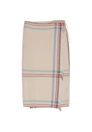 Bimba y Lola check-pattern fringed midi skirt - Neutrals