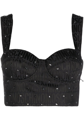 Moschino crystal-embellished corset top - Black